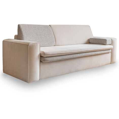 Wilson - canapé droit 3 places convertible avec coffre en tissu et tissu texturé (1/5)
