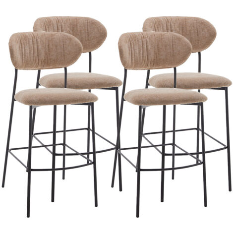 Lot De 4 Tabourets De Bar Mady Beige - Design Moderne Avec Assise Matelassée