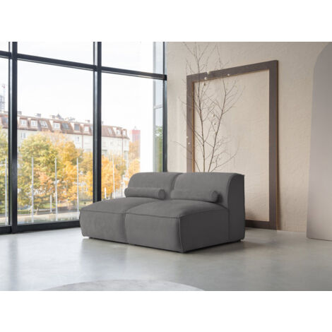 Felix - canapé modulable 2 places en tissu texturé - gris foncé (1/5)