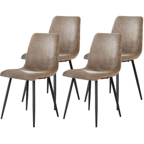Iris - lot de 4 chaises - en velours côtelé et velours - latte (1/4)