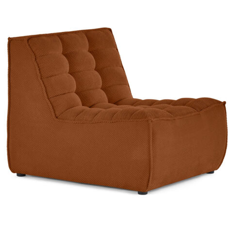 Lisa Design – Fauteuil modulable sans accoudoir en velours texturé – Couleur terracotta – Dimensions 80x93cm – Charge max 120kg – Montage rapide (1/5)