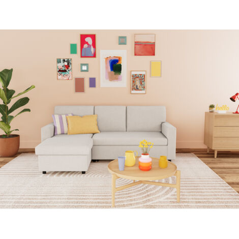 Bestmobilier – Canapé d'angle réversible convertible 4 places avec coffre de rangement en tissu – Design contemporain – Dimensions 215x132 cm