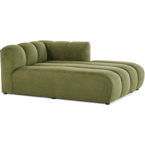 Lisa Design – Module d'assise méridienne droit en tissu texturé vert – 2 places – Dimensions 179x113x70 cm – Confort mousse polyuréthane (1/5)