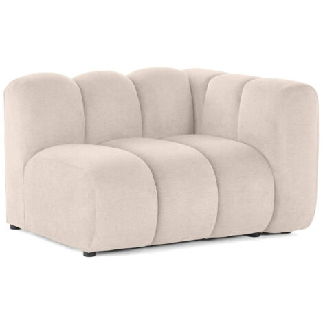 Lisa Design – Module d'assise droit en tissu texturé beige – Canapé modulable 1 place – Dimensions 114x91x70 cm – Confort optimal et montage facile (1/5)