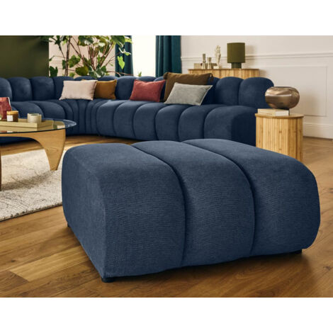 Lisa Design – Pouf en tissu texturé bleu – Dimensions 42x94x88 cm – Charge max 120 kg – Assise en mousse polyuréthane – Fabrication Europe (1/5)