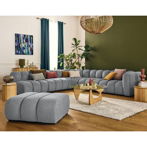 Lisa Design – Canapé modulable d'angle gauche 5 places en tissu texturé – Largeur 308 cm – Profondeur 293 cm – Confort optimal pour salon (1/5)