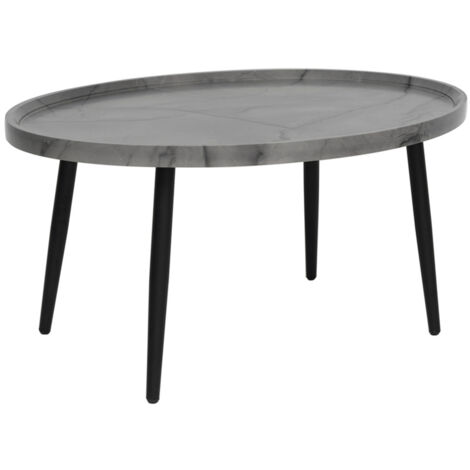 Lisa Design – Table basse effet marbre 80 cm – Plateau MDF finition mate – Pieds métal – Compacte pour petits espaces – Hauteur 39 cm
