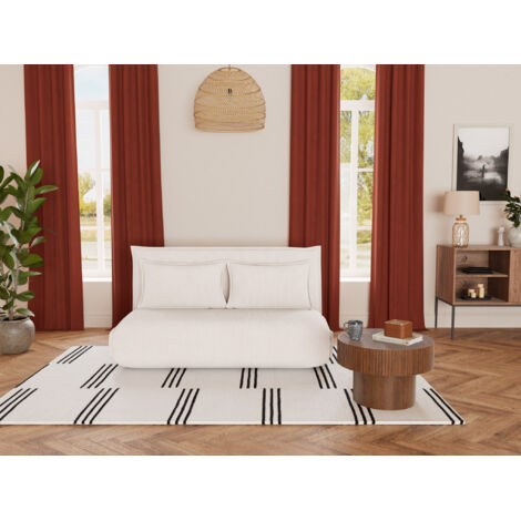 Bestmobilier – Banquette 2 places convertible clic-clac en velours côtelé – Couchage 140x200 cm – Design contemporain pour petits espaces – Coussins déhoussables (1/5)