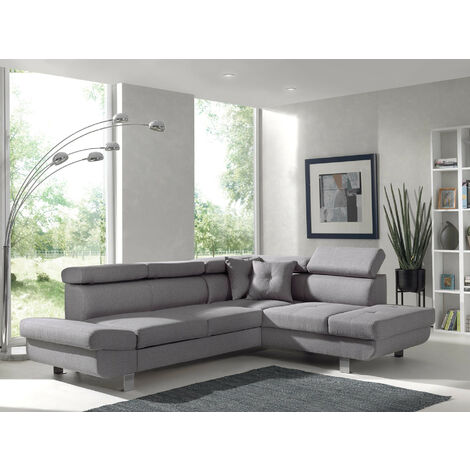 Bestmobilier – Canapé d'angle droit convertible 5 places – Têtières réglables – Accoudoir ajustable – Revêtement tissu 100% polyester – Design moderne (1/6)