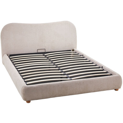 Bestmobilier – Lit coffre 160x200 cm en velours texturé – Rangement intégré – Sommier à lattes – Charge max 250 kg – Pieds en bois (1/5)
