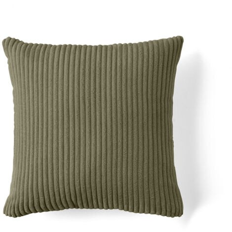 Selma - coussin - en velours côtelé - 40x40 cm - vert kaki (1/4)