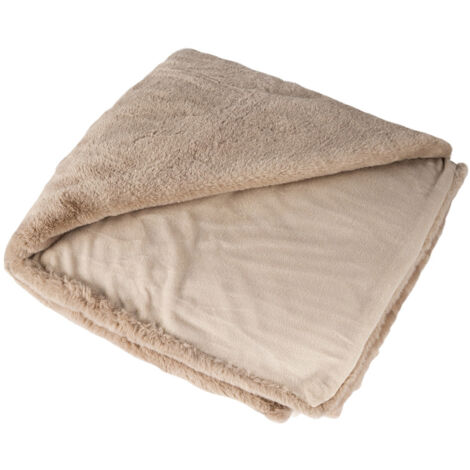 Joy - plaid - 150x200cm - en fausse fourrure - taupe (1/3)