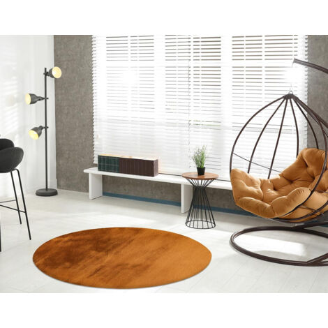 Joy - tapis rond - fausse fourrure - orange (1/5)