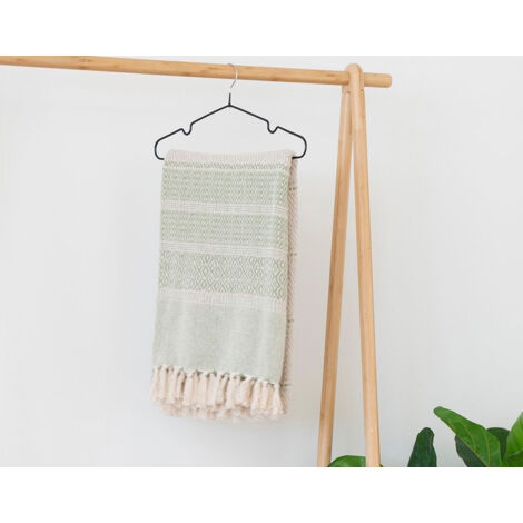 Vittoria - plaid - 130x180 cm - en coton - vert sauge (1/4)