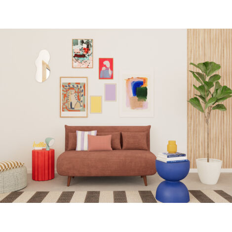 Bestmobilier – Canapé convertible clic-clac 2 places en velours côtelé – Couchage 193x140cm – Style contemporain – Pratique et esthétique (1/5)