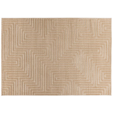 Rio - tapis rectangulaire motif graphique - intérieur et extérieur - beige (1/5)