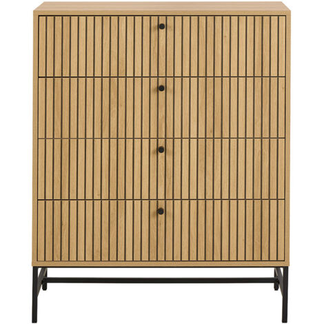 VEVOR Commode en rotin à 4 tiroirs, armoire de rangement pour vêtements