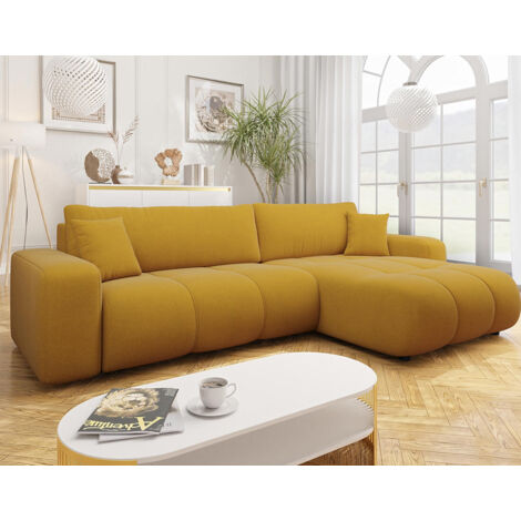Nicole - canapé d'angle réversible 5 places convertible avec coffre en tissu (1/5)