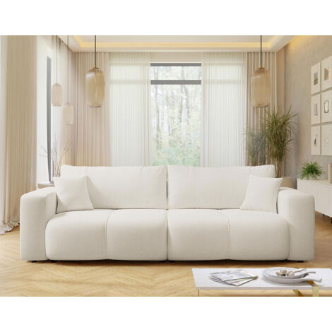 Bestmobilier – Canapé droit 4 places convertible avec coffre de rangement – Tissu doux – Dossier rabattable – Couchage occasionnel 135x202cm (1/5)