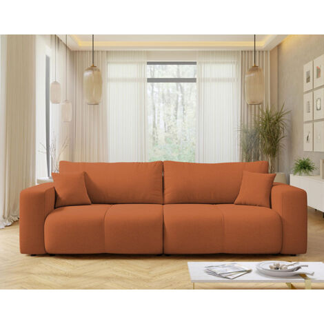 Bestmobilier – Canapé droit 4 places convertible – Coffre de rangement – Tissu doux – Couchage occasionnel – Style contemporain – Dimensions 248x92x82cm (1/5)