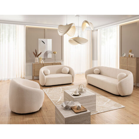 Lisa Design – Fauteuil relax en tissu bouclette – Structure en bois massif – Dimensions 76x90x80cm – Charge max 125kg – Design contemporain (1/5)