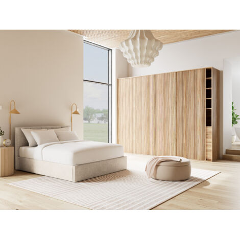 Bestmobilier – Lit coffre 160x200 cm en velours – Sommier inclus – Coffre de rangement – Charge max 250 kg – Montage facile (1/5)