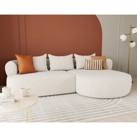 Lisa Design – Canapé d'angle droit 4 places en velours texturé – Dimensions 256x156cm – Style contemporain – Fabrication européenne (1/5)