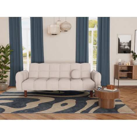 Bestmobilier – Canapé convertible clic-clac 2 places – Tissu texturé 100% polyester – Couchage occasionnel – Style contemporain – Pieds en bois