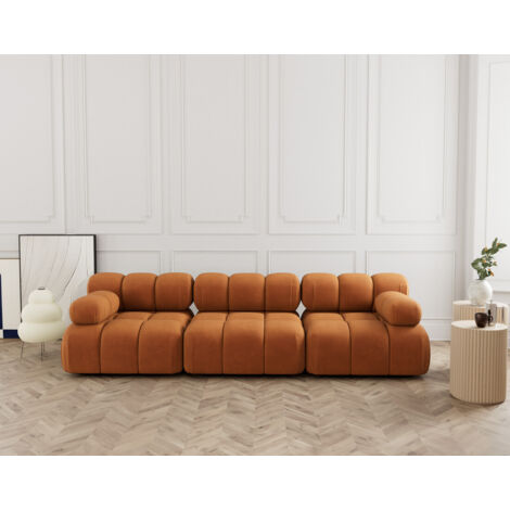 Ruby - canapé droit modulable 3 places en velours texturé - terracotta (1/5)