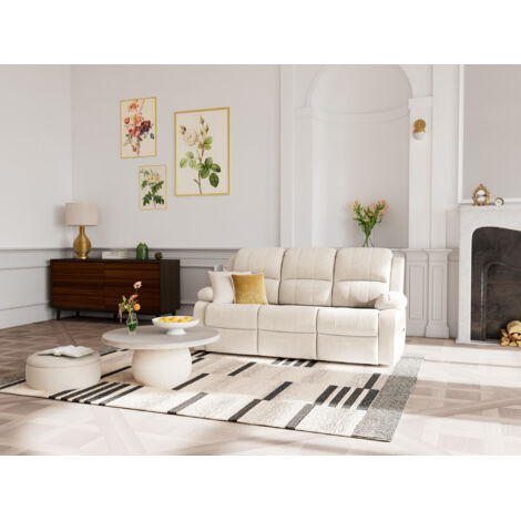 Bestmobilier – Canapé droit 3 places relax électrique en velours côtelé – Dimensions 193x94x98cm – Charge max 420kg – Style contemporain (1/5)