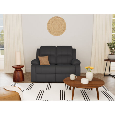 Bestmobilier – Canapé 2 places relax électrique simili noir – Mécanisme ajustable – Dimensions 143x94cm – Style contemporain pour salon moderne (1/5)