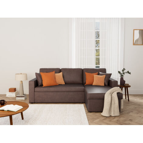 Bestmobilier – Canapé d'angle réversible 4 places – Convertible avec coffre de rangement – Revêtement simili – Style contemporain – Dimensions 222x147cm (1/5)