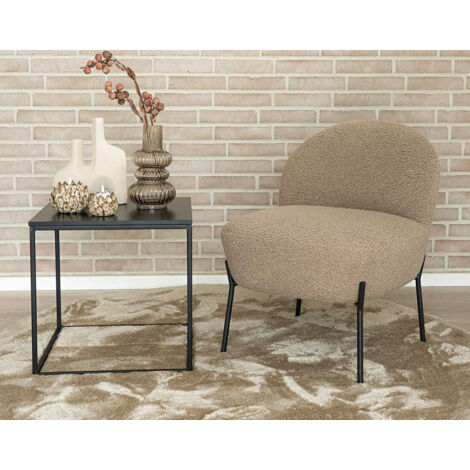 Renato - fauteuil avec pieds en acier - en tissu bouclette - beige (1/5)