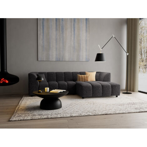 Curtis - canapé d'angle droit 4 places avec accoudoir en tissu texturé - gris foncé (1/5)