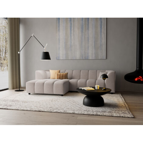 Curtis - canapé d'angle gauche 4 places avec accoudoir en tissu texturé - beige (1/5)