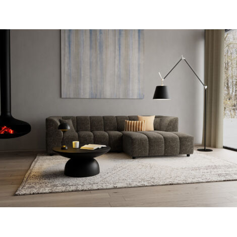 Curtis - canapé d'angle droit 4 places avec accoudoir en tissu texturé - vert olive (1/5)