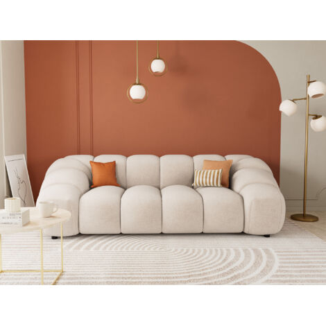 Lisa Design – Canapé droit 3 places en velours texturé 100% polyester – Dimensions 240x115x72 cm – Charge max 360 kg – Confort sculptural