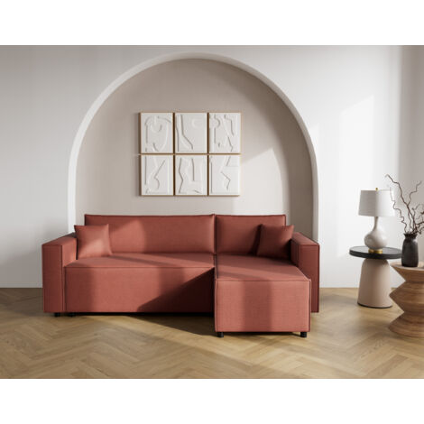 Jonas - canapé d'angle réversible 4 places convertible avec coffre en tissu texturé (1/5)
