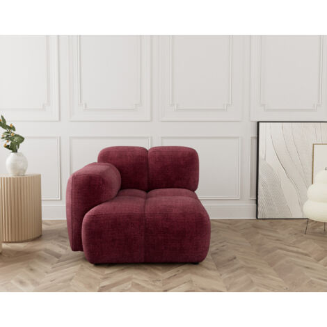 Grace - module d'assise gauche en velours texturé - prune (1/5)