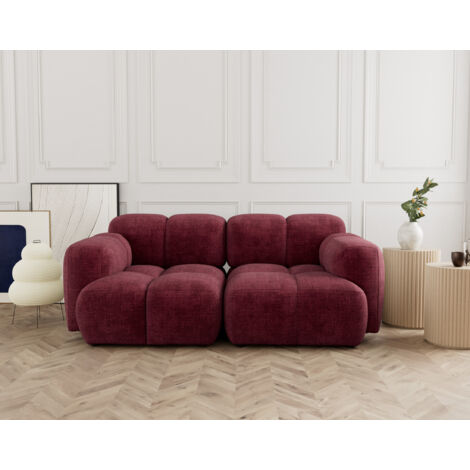 Lisa Design – Canapé modulable 2 places en velours texturé – Dimensions 212x118cm – Style contemporain – Confort optimal avec mousse polyuréthane (1/5)
