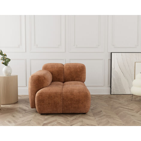 Grace - module d'assise gauche en velours texturé - rouille (1/5)