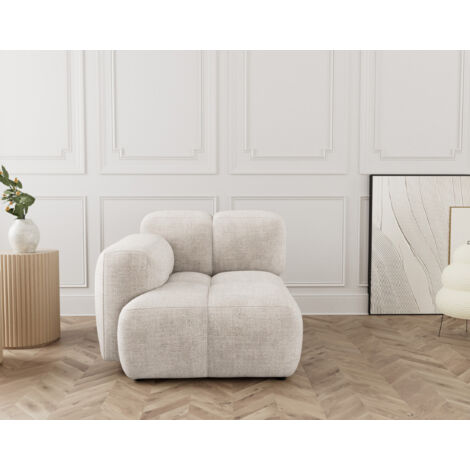 Grace - module d'assise gauche en velours texturé - beige (1/5)