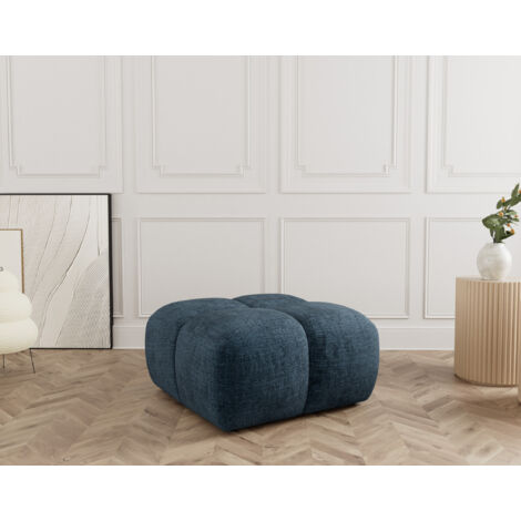 Grace - pouf en velours texturé - bleu (1/5)