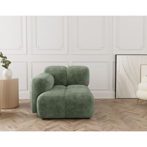 Grace - module d'assise gauche en velours texturé - vert sauge (1/5)