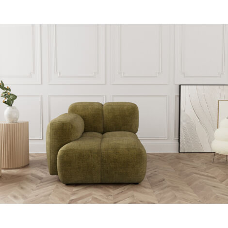 Grace - module d'assise gauche en velours texturé - vert olive (1/5)