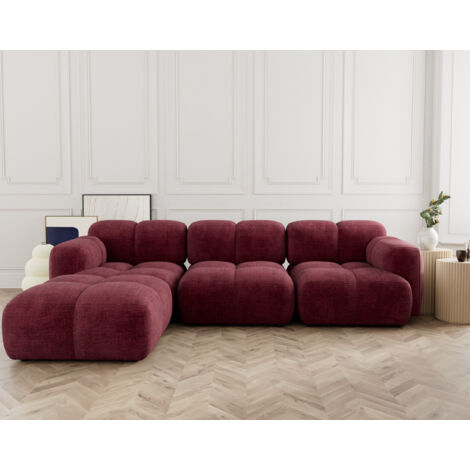 Lisa Design – Canapé modulable d'angle réversible 4 places en velours texturé – Longueur 307 cm – Largeur 208 cm – Style contemporain (1/5)