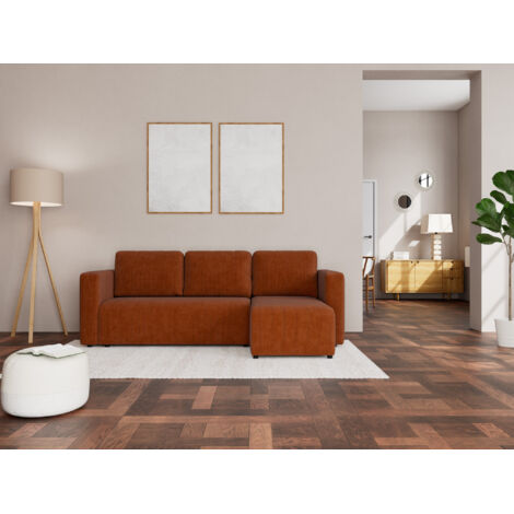 Bestmobilier – Canapé d'angle convertible 4 places réversible – Coffre de rangement – Velours côtelé – Dimensions 220x125cm – Confort optimal (1/5)