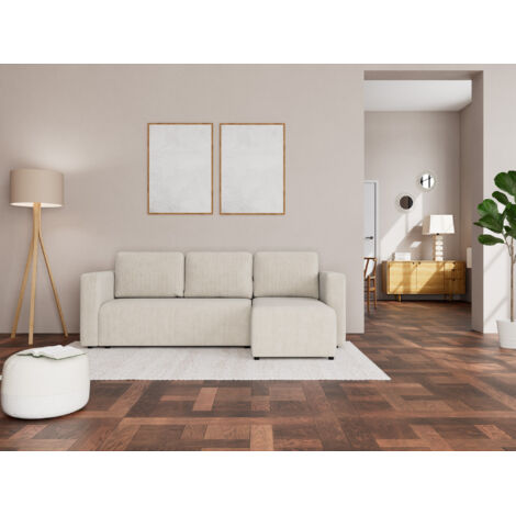 Bestmobilier – Canapé d'angle convertible 4 places avec coffre en velours côtelé – Angle réversible – Couchage occasionnel – Style contemporain (1/5)