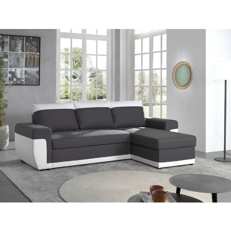 Bestmobilier – Canapé d'angle réversible 4 places convertible avec coffre – Revêtement simili et tissu – Dimensions L248xH87xP145 cm – Poids maximum 360 kg (1/5)
