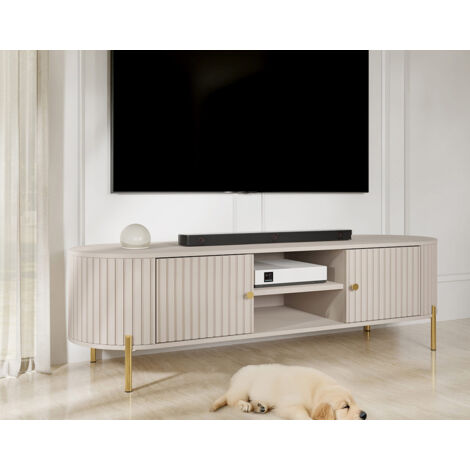 Jaime - meuble tv 175 cm - 2 portes et 2 niches - beige (1/5)